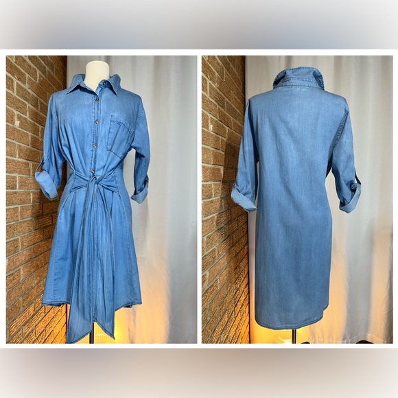 Speed Control Dresses & Skirts - Speed Control Chambray denim shirt dress with waist tie- XL